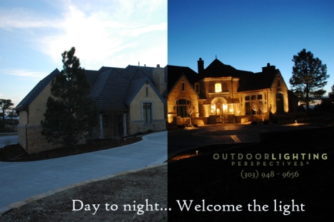 Outdoor lighting Colorado before and after